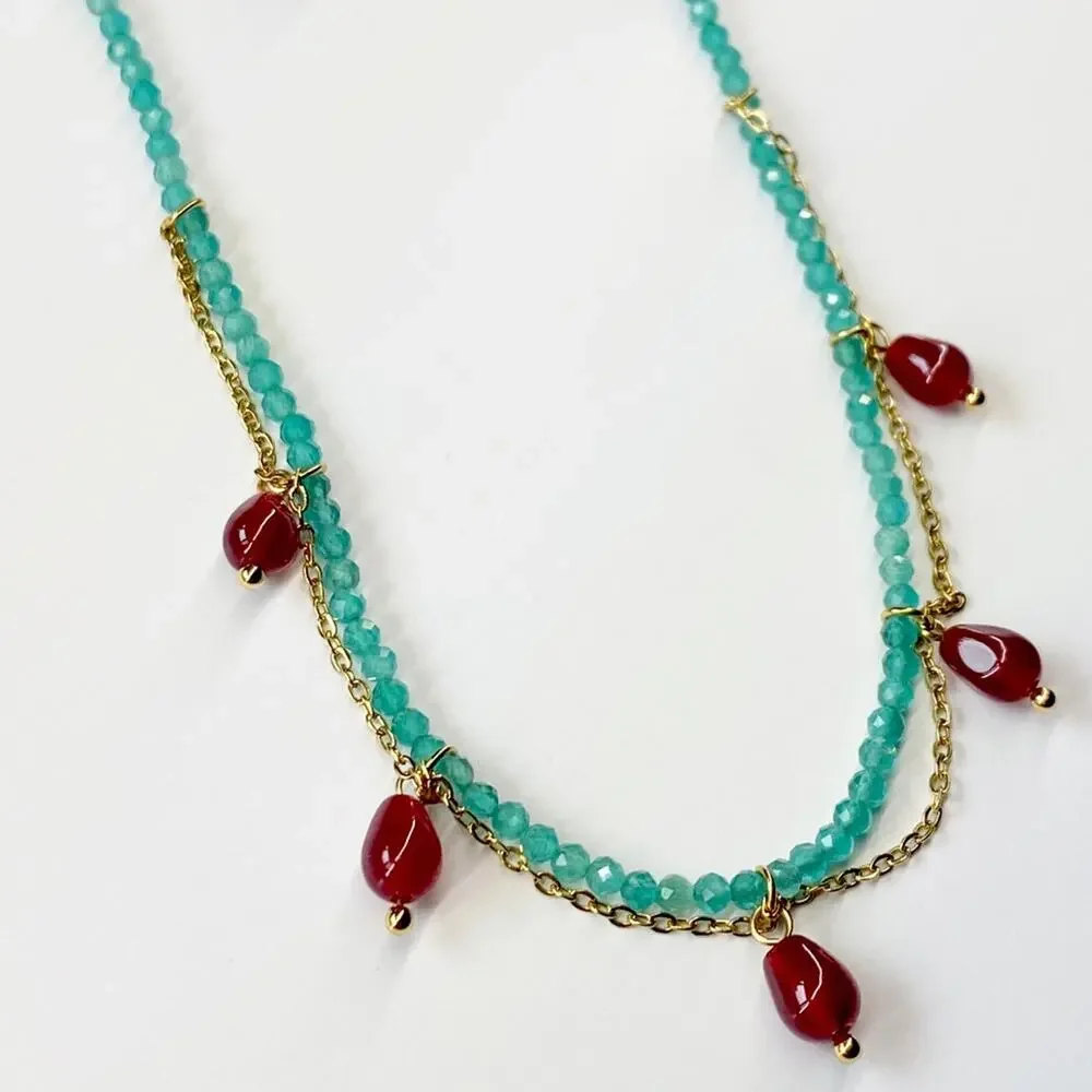 NEW Stone & Crystal Double-Strand Necklace - Picture 8 of 8